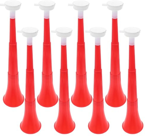 SUPVOX 8 piezas de trompeta plegable de plástico para estadio para niños (roja) - Vuvuzela, juguete para hacer ruido, ideal para Navidad, Halloween, eventos deportivos, partidos de fútbol,