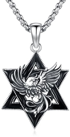 XIXLES Davidsstjärna hänge män 925 sterlingsilver Davidsstjärna kedja män Phoenix amulett judiskt smycke för män kvinnor