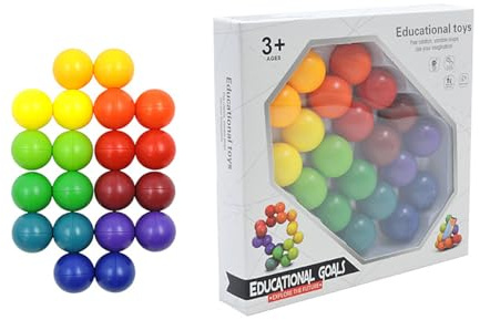 YiNLuax Palla Plastica Colorata con Perline Giocattolo Puzzle da Spremere per Alleviare Lo Stress Scrivania da Ufficio Viaggio Sensoriale Palla Antistress in Plastica Portatile
