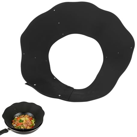 Frying Pan Splatter Guard, Adjustable Silicone Splatter Screen Stops Grease Splatter Cooking Supplies Without Trapping Steam for 20 to 34cm Fry Pan (Black)