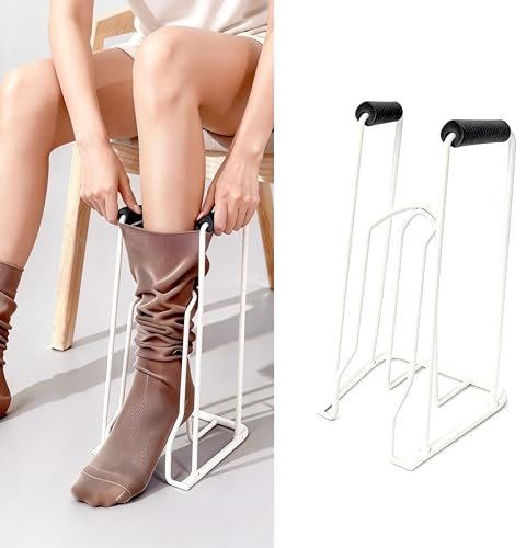Aiuto di serraggio per calze a compressione, aiuto per indossare calze in metallo (circonferenza 42 cm o più piccolo), aiuto per indossare calze e calze per anziani, ridotta mobilità