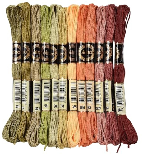CABODYALS 24 nystan 192 m korsstygnsgarn, flerfärgad polyester, broderigarn i höstfärger, vänskapsarmband, 6 trådar, storpack för smyckestillverkning, armbandstickning och broderi