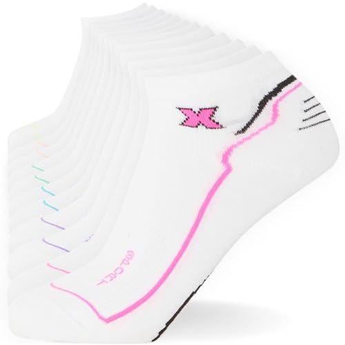 FM London Womens (12-pack) Trainer Ankle Socks, White, 4-8 UK