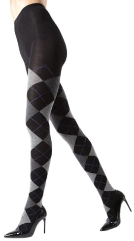MeMoi Argyle Cotton Sweater Tights for Women, Regular and Plus Size