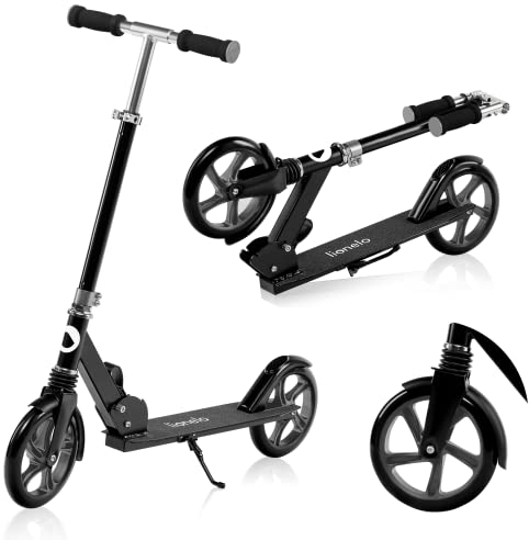 LIONELO Luca Klappbarer Roller für Kinder und Erwachsene bis 100kg, Verstellbar und leicht nur 4kg, Robuste Konstruktion, 20cm Räder, Stoßdämpfende ShockResist-Technologie, Hinterradbremse, Rutschfest