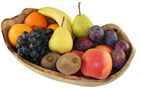 D.O.M.® Obstschale RUSTIKAL aus naturbelassenem Olivenholz in 5 Größen (Länge 23-26 cm)