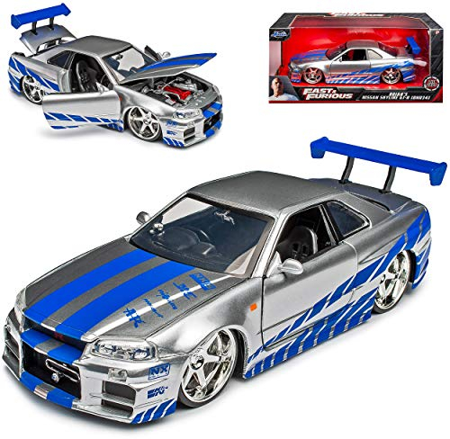 Nisan Skyline GT-R R34 Silber Brian´s Paul Walker The Fast and The Furious 1/24 Jada Modell Auto
