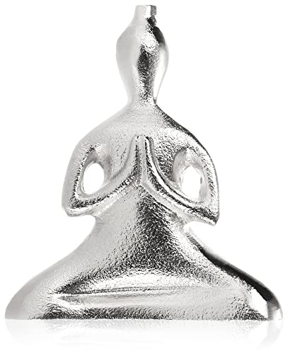 com-four® Decorative Meditation Figurine – Yoga Sculpture Made of Metal – Modern Spiritual Decorative Figure, Elegant Silver Ornament for Living Room, Bedroom & Office (silver color - Buddha)