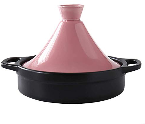Ceramic Casserole Steamer Braiser Pan Healthy Pot Earthen Pot for Braising Slow Cooking Moroccan Tajine Pot with Lid 1.3quart