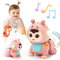 Highttoy Musical Light Crawling Baby Toys for Tummy Time Sensory Development, Pink