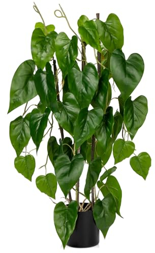 76 cm konstgjord växt Philodendron stor, konstgjord växt stor i kruka, dekorativ konstväxt för vardagsrum sovrum kontor deco, inomhus, utomhus, trädgård, modern dekoration