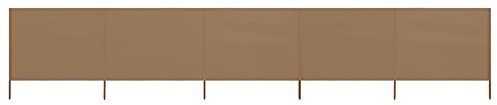 Homgoday 5 pièces Tissu coupe-vent pliable Plage Coupe-vent Brise-vue Panneau de clôture pour camping balcon terrasse jardin clôture plage 600x160cm Taupe