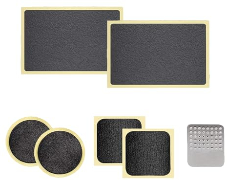 Selbstklebendes Fahrradreifen-Reparaturset (6 Teile) - leimlose Fahrradschlauchflicken in runder, quadratischer und rechteckiger Form - inklusive Metallraspel - von Mobi Lock