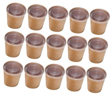 PartyKindom 50 Stück 12 Behälter Mit Deckel Einwegbehälter Suppentassen Mit Deckel Isolierte Suppe Behälter Für Lebensmittel Eisbehälter Suppenbecher Mit Deckel Joghurt Runden
