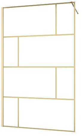 Marwell Walk In Doccia Bricks Gold 120 x 195 cm – Pannello doccia in vetro di sicurezza monolastra da 5 mm – Box doccia con serigrafia dorata e profilo a parete in alluminio di alta qualità