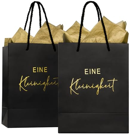 COLOFALLA 2 Stück Geschenktüten Schwarz 23x18x10 cm Geschenktüten mit Henkel Eine Kleinigkeit Geschenkpapier Schwarz Geschenktaschen mit Henkel Geschenktüte Geburtstag mit Sydney Papier