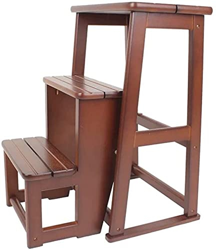 WYRMB Tritthocker für Erwachsene, zusammenklappbare Tritthocker für die Küche, zusammenklappbare Trittleiter mit 3 Stufen, Haushaltstreppenstuhl, Holztrittleitern für & Erwachs,