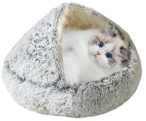 KBIBCK Katzenhöhle, 50 cm Katzenbett Waschbar, Beruhigendes Bett für Katzen und Kleine Hunde, Flauschiges kuschelhöhle Katze, Donut Flauschig Rund Cat Bed, Kuschelbett für Den Schlaf im Innenbereich