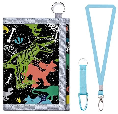 FZSECRIU 1 Stück Geldbeutel Kinder，Kinder Portemonnaie Jungen，kinderportmonee Jungen，Geldbeutel Jungen, Boy, Purse for Boys, Multicoloured, Dinosaurs