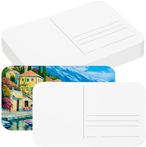 PATIKIL 50 Feuilles Cartes Postales Aquarelle, 100% Coton 4x6 Pouces Corners Ronds Papier Aquarelle Cartes Postales Texture Rugueuse pour Envoi Peinture Dessin, 140 lb/300 GSM