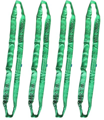 4x 2 Tonne Lifting Round Sling Polyester Endless Lifting Strap 2 Ton 1M EWL (2M Circ)