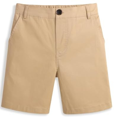 Auranso Kids Boys School Shorts Boys Cargo PE Shorts with Pockets, Khaki Shorts, 7-8 Years