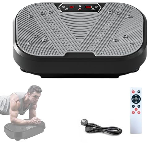 Plataforma Vibratoria Muscular, 120 Niveles de Vibración y 8 Programas. Maquina de Vibración Fitness para Hacer Ejercicio en Casa, con Mando a Distancia, Cable y Pantalla LED.