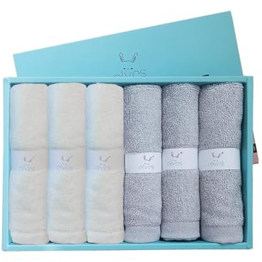 elves Bamboo Viscose Face Cloth - Soft Washcloths for Baby & Adult Sensitive Skin- Organic Wash Clothes 10'' x 10'' - Reusable Makeup Remover Face Towel - 6pcs (Grey&White)