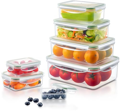 Yabano Frischhaltedosen mit Deckel Vorratsdosen Set, 7-teiliges Frischhaltedosen-Set – Auslaufsichere BPA-freie Meal-Prep Aufbewahrungsboxen für Küche, Mikrowelle & Spülmaschine geeignet