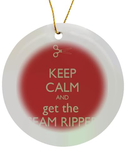 3dRose Keep Calm and get The Seam Ripper, Red and White, Circle Porcelain Ornament