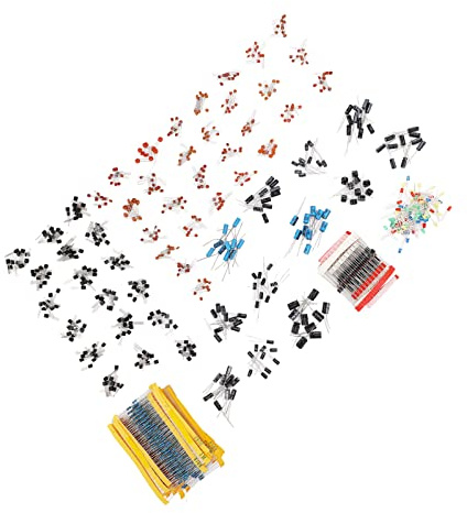 Haofy Kit de Composants électroniques Haute Précision pour équipement électronique Radio 1400 Pièces Ensemble Résistance à Film Métallique Condensateur Céramique Transistor Diode LED Boîte de
