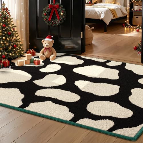 Biscpro Dirt Trapper Indoor Doormat,80x100cm Welcome Door mat,Non Slip Backing Washable Door Mats,Absorbent and Resistant Low-Profile Entrance Inside Floor Mat for Front Back Door and Entryway(Black)