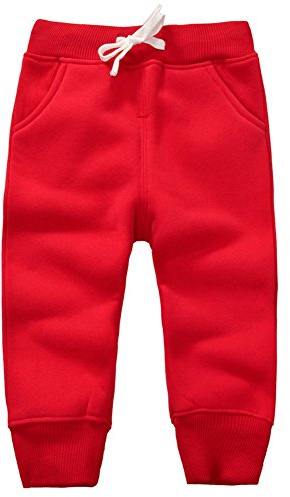 CuteOn Unisexo niños Elástico Cintura Algodón Calentar Pantalones Bebé Trousers Bottoms Rojo 2Años