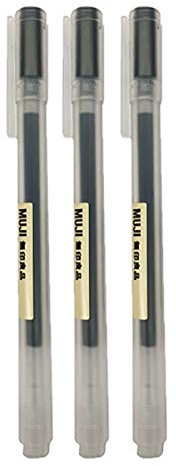 Muji Gel Ink Ball Point Pen, Black, 0.5mm, Pack of 3 (Japan Import)