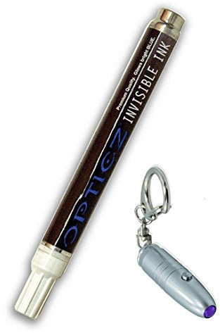 Opticz Blacklight Reactive Invisible Blue Ink All Purpose UV Marker with UV Light