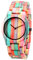 Alienwork Armbanduhr Damen Mehrfarbig Holz-Armband Natur-Bambus Handgefertigt
