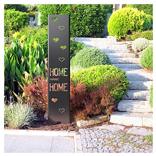tuning-art Gartenstecker Gartenschild Home 120cm x 21cm DC01 Stahl | Pulverbeschichtet Stabil Langlebig Beidseitige Abkantung Montagefrei Garten Deko