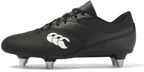 Canterbury Bottes de Rugby Phoenix Raze Soft Ground pour Enfant, Noir/Blanc, 36 EU