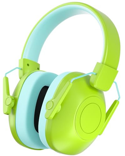 Kalence Kids Ear Defenders, SNR 29dB Ear Defenders Children have Sensory Lssue, Noise Cancelling Headphones Safety Earmuffs for Toddler with Autism, Ideal for Fireworks, Concerts, Cinema（Green）