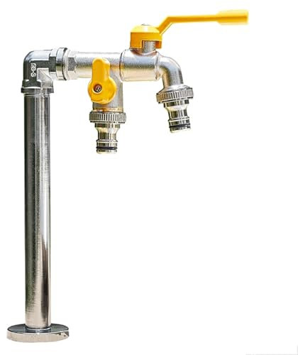 Columna de agua para jardín con grifo, grifo de columna de acero inoxidable 304, columna vertical cilíndrica para jardín, fuente exterior, grifo antigel, dispensador de agua decorativo(Cm16.5in/42cm)