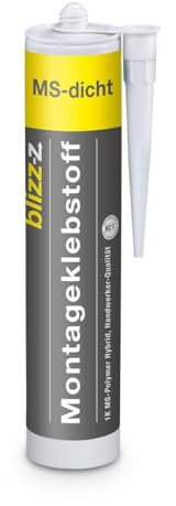 blizz-z MS-dicht Montageklebstoff Polymer-Hybrid Montagekleber weiß 300 ml Kartusche | Kraftkleber für innen & außen, überstreichbar | Made in Germany