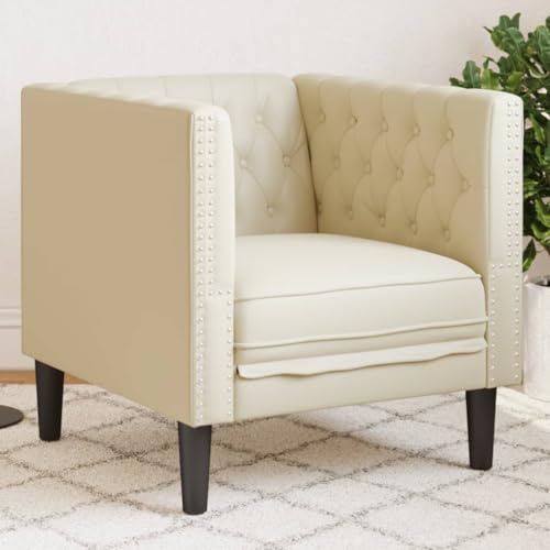 INLIFE Fauteuil Chesterfield crème Similicuir