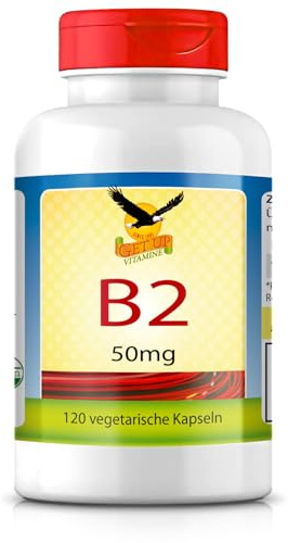 Get UP® Vitamin B2 50 mg - 120 Kapseln (4 Monate) - Riboflavin mit Alfalfa & hoher Bioverfügbarkeit - vegan & laborgeprüft