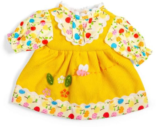 Bigjigs Toys Yellow Floral Doll Dress (Small) | Fun Outfit For Soft Dolls