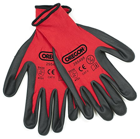 Oregon Red Work Gloves, Stretch Nylon Coated Nitrile Gloves, Indoor & Outdoor PPE Gloves for Men & Women, Heavy Duty Gardening Gloves & DIY Hand Protection - Size Large