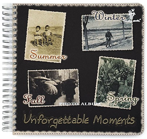 Trashy World - Álbum de fotos grande, Tradicional, para pegar fotos, con anillas, capacidad 160 fotos, scrapbook y recortes, páginas cartón negro resistente, bonito y original (Cuadrado 30x30 cm)