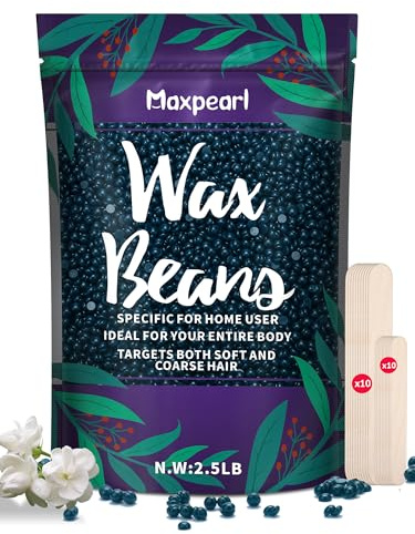 Maxpearl Wax Beads for Hair Removal, 2.5lb Hard Wax Beans Refill Bag for Brazilian Bikini, Face, Eyebrows, Underarms, Arms, Chest, Back, Legs, Coarse Body Hair Specific