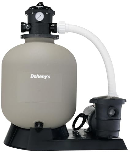 Doheny's Pool Pro Sand Filter System | 19 with 1 HP Pump | High-Flow, Large Filter Area | Durable Polymeric Tank with 6-Position Valve | Includes Pump, Base & Hose Kit |ideal For Above-Ground Pools