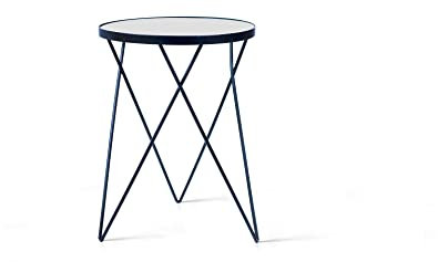 LIFA LIVING Runder Beistelltisch in Schwarz, Schwarzer Couchtisch aus Metall & Glas, Edler Glastisch in Ø 35,5 cm x 47,5 cm, Deko Tisch max. 20 kg Belastbarkeit