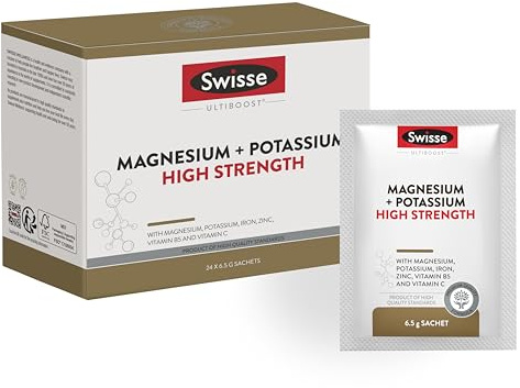 Swisse Magnesio e Potassio FORTE - Integratore Potassio e Magnesio in Polvere Uomo e Donna con Vitamine e Sali Minerali, Integratori Stanchezza e Recupero Muscolare, 24 Bustine al Limone Made in Italy